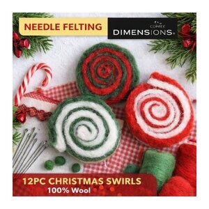 Dimensions Needle Felting Kit 12pc Christmas Swirls 100% Wool Holiday Craft Set